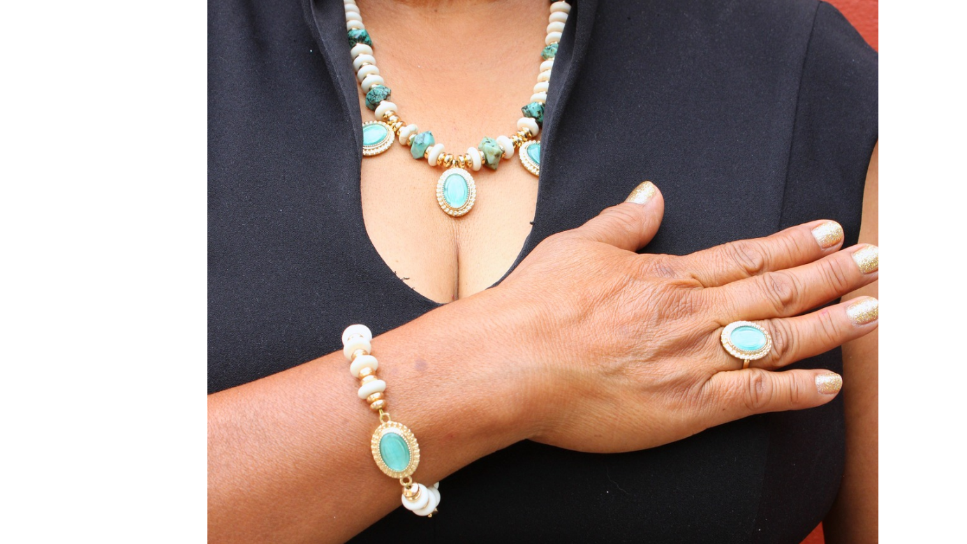 Malkia African Turquoise &bone statement Collar