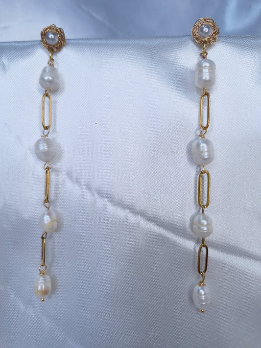 Nestled pearl earrings