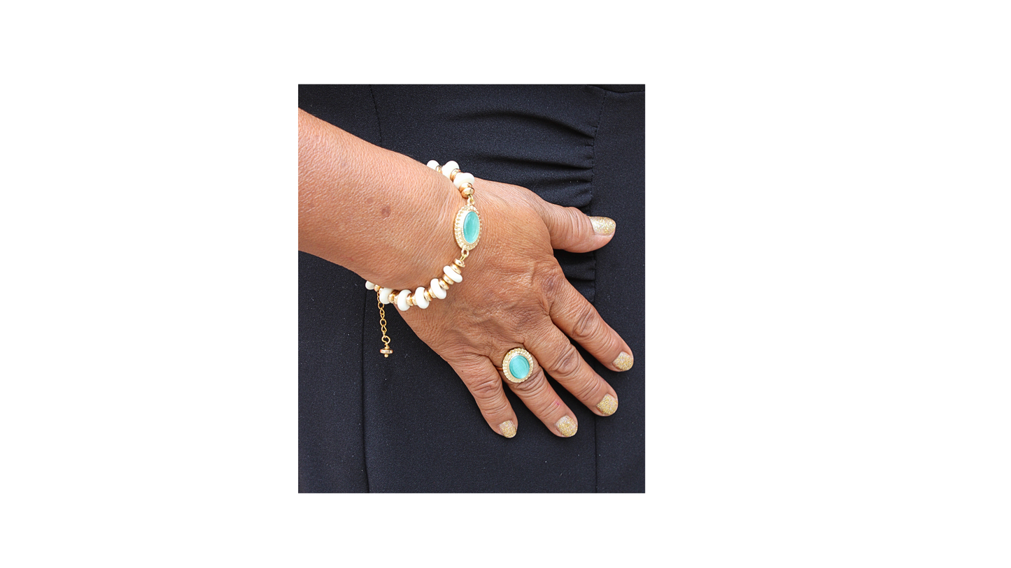 Malkia African Turquoise &bone statement Collar